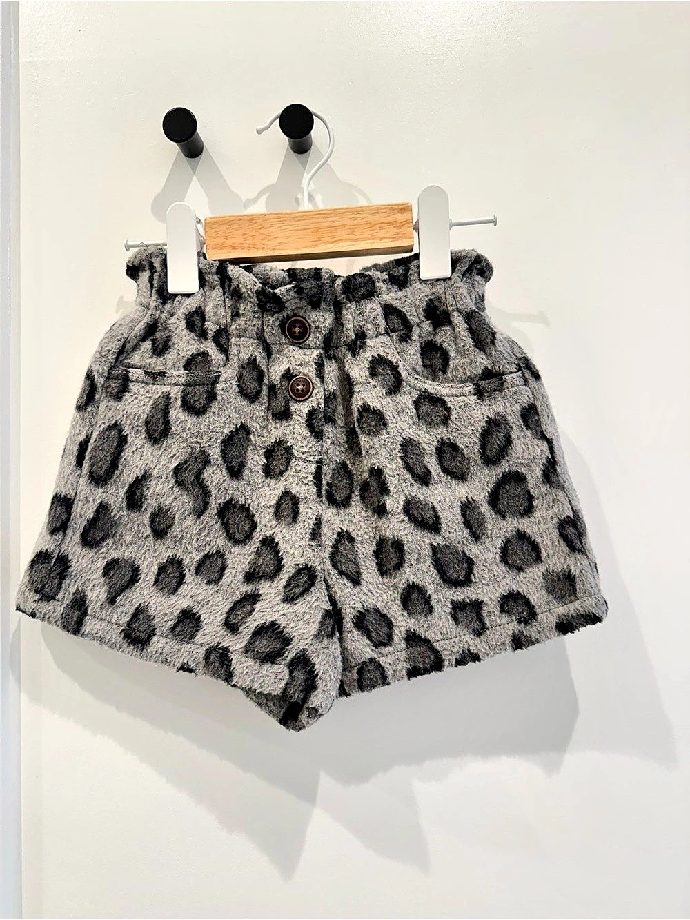 Next Animal Print High Waist Shorts in Gray & Black